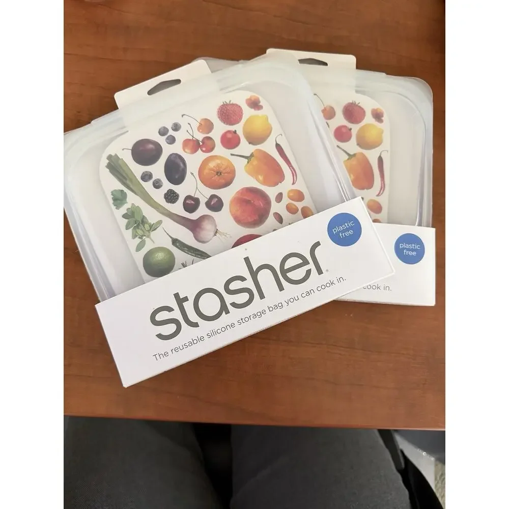 Stasher Sandwich Size Clear Silicone Reusable Bags 2-Pack Plastic Free